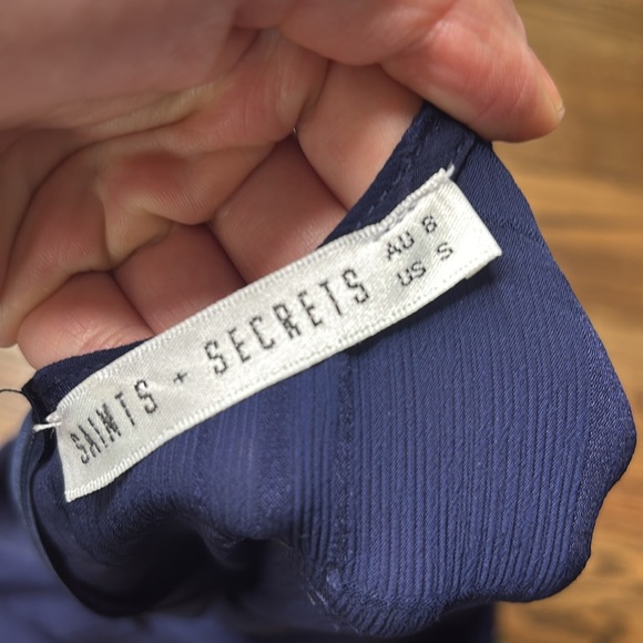 Saints + Secrets Navy Blue Ruffle Mini Romper - Picture 5 of 12